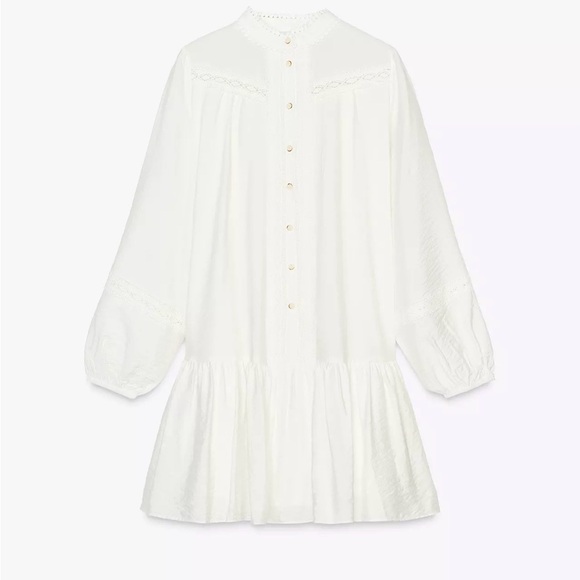 Zara Dresses & Skirts - Zara White Button-Front Smocked Mini Dress